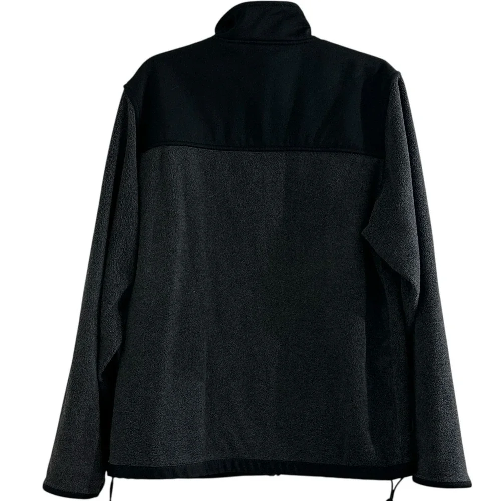 Old‎ Navy Men's L Charcoal Full Zip Fleece Jacket Black Trim Pockets